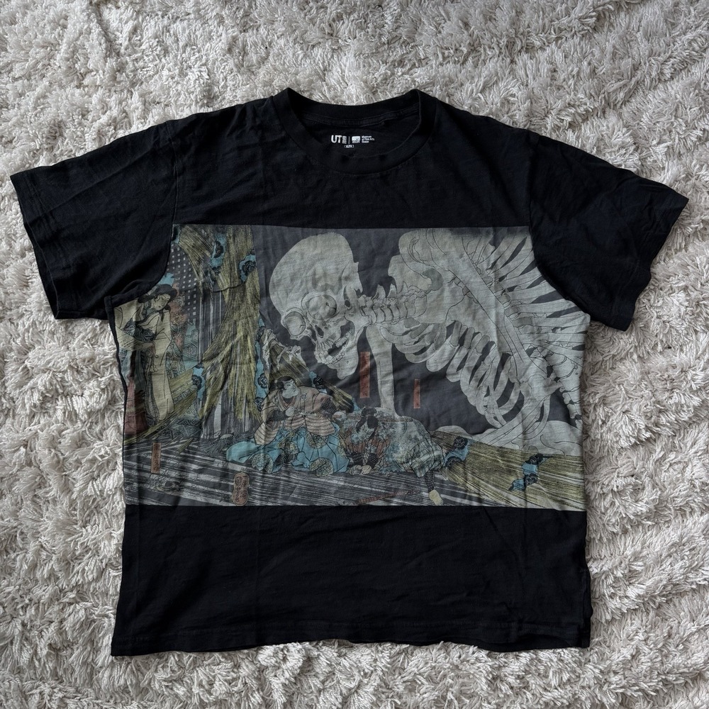 Uniqlo Museum of Fine Arts Boston Shirt Mens XL Ukiyo-e Skeleton Graphic Tee